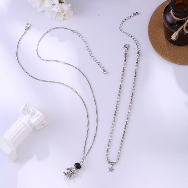 pendant necklaces 2pcs universe space astronaut robot star necklace hip-hop street beads chain punk for men women party jewelry gift, Silver
pendant necklaces 2pcs universe space astronaut robot star necklace hip-hop street beads chain punk for men women party jewelry gift, Silver