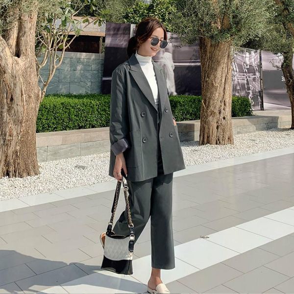 women's suits & blazers with pants2021 double-breasted loose gray blazer double pocket office suit casual trousers, White;black
women's suits & blazers with pants2021 double-breasted loose gray blazer double pocket office suit casual trousers, White;black