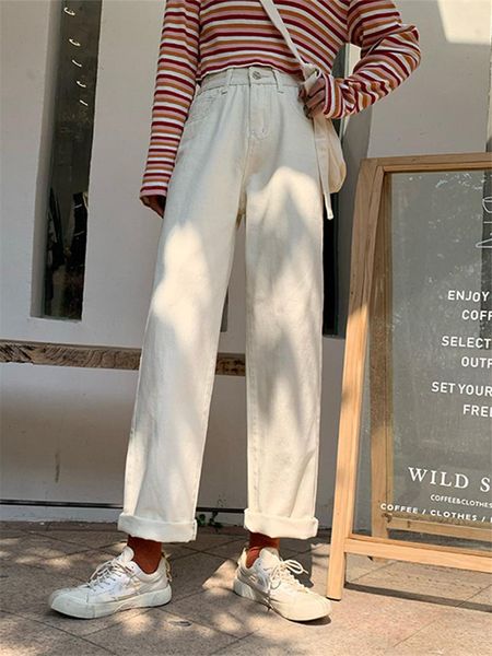 white jeans women straight loose spring summer new high-waist thin chic hong kong-style streetwear small wide-leg denim pants, Blue
white jeans women straight loose spring summer new high-waist thin chic hong kong-style streetwear small wide-leg denim pants, Blue