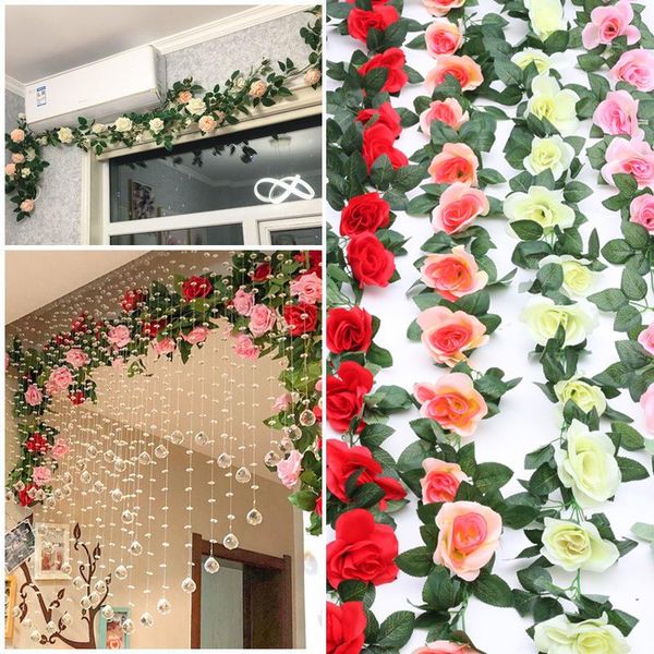 2.4m artificial flower rose string garland ivy vine hanging flowers for wall decor leaves wedding home decoration decorative & wreaths
2.4m artificial flower rose string garland ivy vine hanging flowers for wall decor leaves wedding home decoration decorative & wreaths