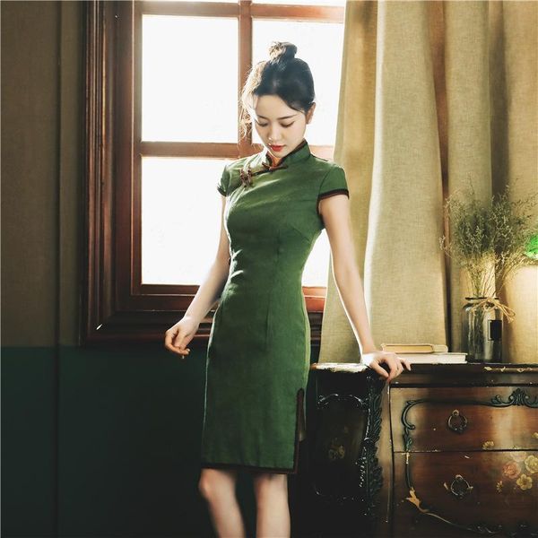 ethnic clothing cotton and green vintage cheongsams slim oriental short chinese dress classic side split qipao women formal party, Red
ethnic clothing cotton and green vintage cheongsams slim oriental short chinese dress classic side split qipao women formal party, Red
