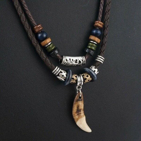 pendant necklaces men's bohemia tooth leather beaded weaved necklace christmas gift jewelry statement initial, Silver
pendant necklaces men's bohemia tooth leather beaded weaved necklace christmas gift jewelry statement initial, Silver