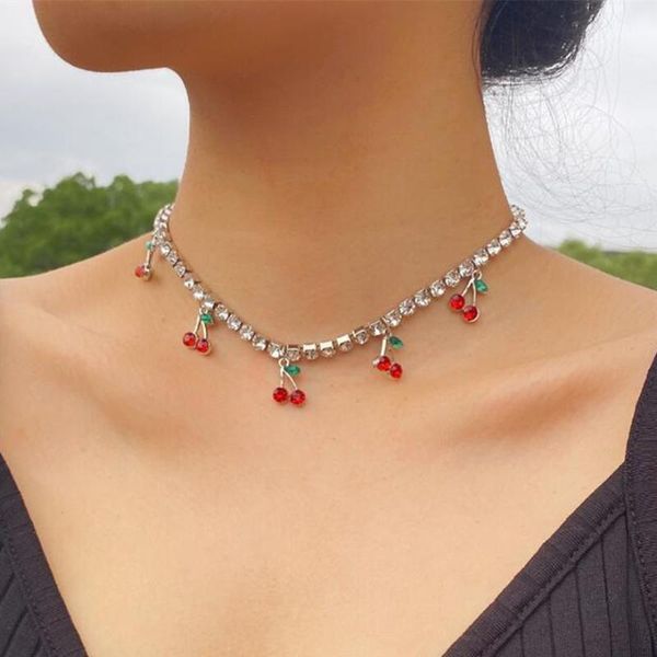 chains cute small cherry pendant necklace metal chain crystal choker for women wedding gift 2021 jewelry accessories, Silver
chains cute small cherry pendant necklace metal chain crystal choker for women wedding gift 2021 jewelry accessories, Silver