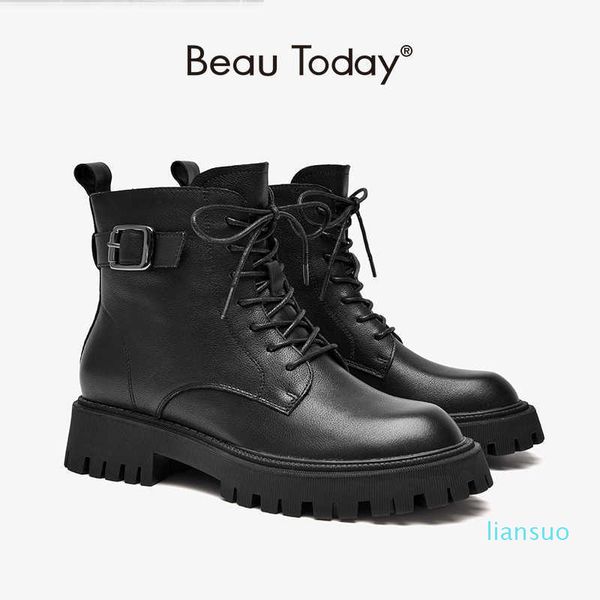 ankle boots women cow leather platform motorcycle metal buckle side zipper hasp short female shoes beautoday 04443, Black
ankle boots women cow leather platform motorcycle metal buckle side zipper hasp short female shoes beautoday 04443, Black