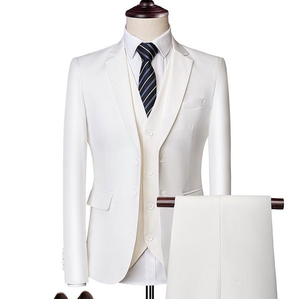 men's suits & blazers 2021 spring and autumn high-end custom business three-piece slim large size. multi-color boutique suit male, White;black 
men's suits & blazers 2021 spring and autumn high-end custom business three-piece slim large size. multi-color boutique suit male, White;black