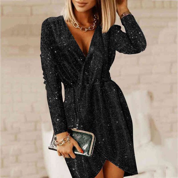 elegant sequins party dress women long sleeve mini dress autumn v-neck dresses office lady loose dresses vestidos robe, Black;gray
elegant sequins party dress women long sleeve mini dress autumn v-neck dresses office lady loose dresses vestidos robe, Black;gray