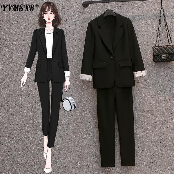 women's two piece pants -4xl large size office 2021 summer temperament single button slim suit jacket + fashion trousers two-piece set, White
women's two piece pants -4xl large size office 2021 summer temperament single button slim suit jacket + fashion trousers two-piece set, White