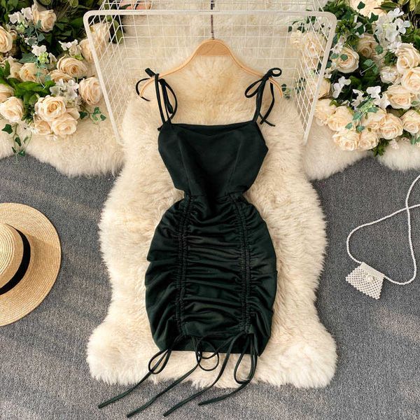 bow tied spaghetti strap bodycon mini dress women summer sleeveless drawstring ruched casual streetwear club party vestidos y0603, Black;gray
bow tied spaghetti strap bodycon mini dress women summer sleeveless drawstring ruched casual streetwear club party vestidos y0603, Black;gray