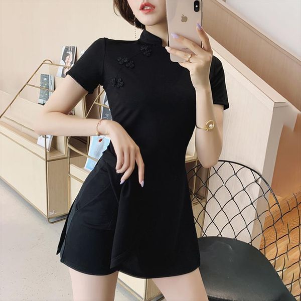 chinese cheongsam two piece women tracksuits set black office stand neck twist buckle high waist shorts suit plus size, Gray
chinese cheongsam two piece women tracksuits set black office stand neck twist buckle high waist shorts suit plus size, Gray