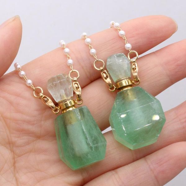 pendant necklaces natural stone green aventurine perfume bottle ms necklace double hole essential oil, Silver
pendant necklaces natural stone green aventurine perfume bottle ms necklace double hole essential oil, Silver
