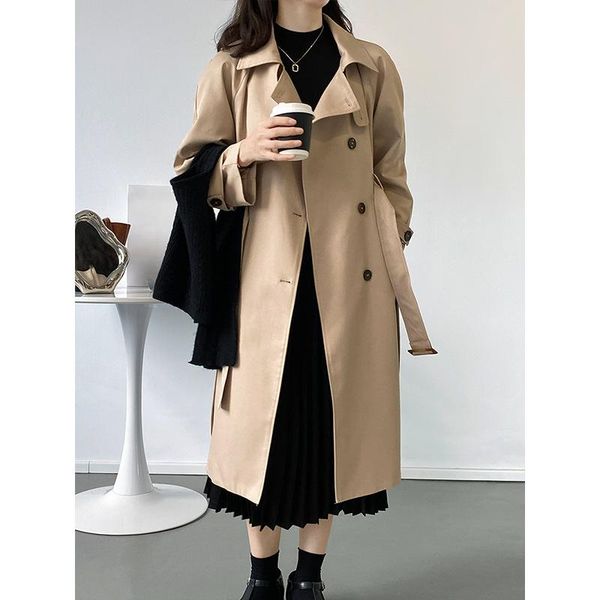 women's trench coats autumn windbreaker coat for women female 2021 waist closing medium and long, Tan;black
women's trench coats autumn windbreaker coat for women female 2021 waist closing medium and long, Tan;black