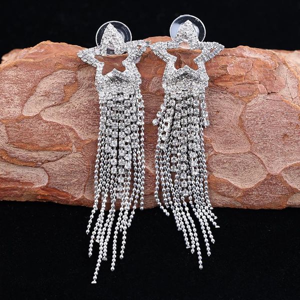 dangle & chandelier fashion long tassel crystal earrings for women luxury shiny silver color star 2021 accessories
dangle & chandelier fashion long tassel crystal earrings for women luxury shiny silver color star 2021 accessories