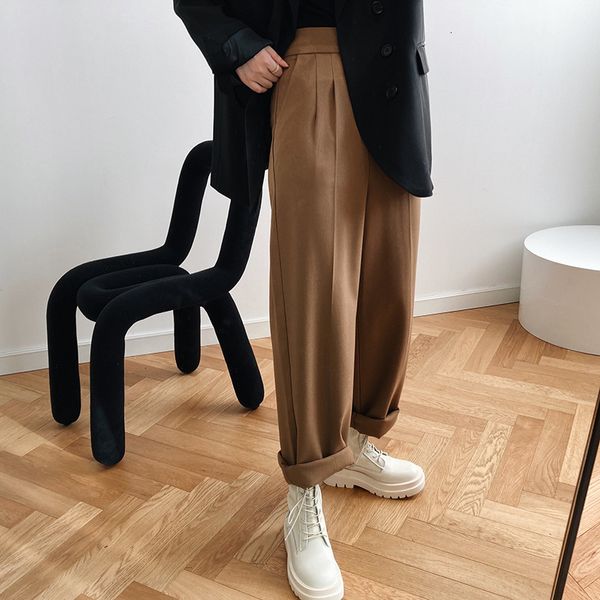 capris straight wide leg for the women khaki suit winter pants simple high waist, Black;white
capris straight wide leg for the women khaki suit winter pants simple high waist, Black;white