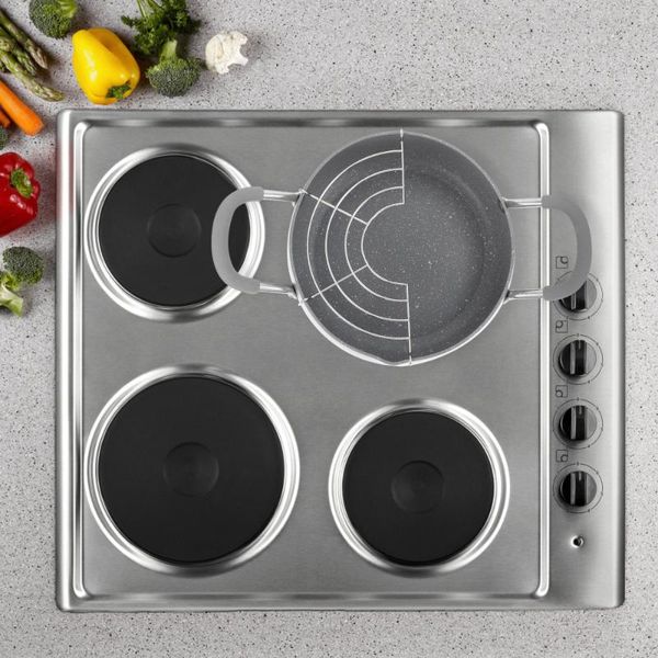 pans 1pc stone frying pot dual handles chicken fryer with drain rack 
pans 1pc stone frying pot dual handles chicken fryer with drain rack