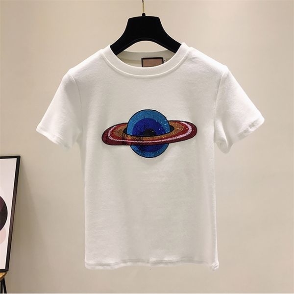 women's t-shirt patchwork sequins cartoon planet short sleeve t shirt woman fashion s-xl white black summer clothes for women
women's t-shirt patchwork sequins cartoon planet short sleeve t shirt woman fashion s-xl white black summer clothes for women