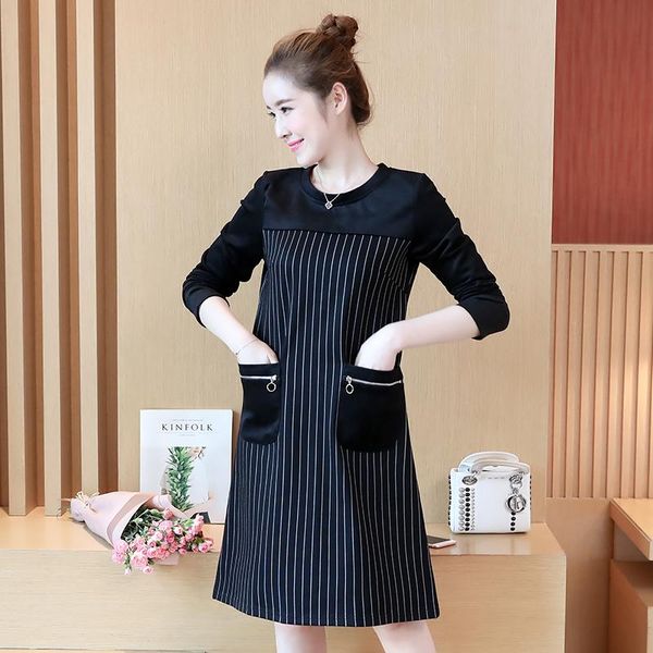 casual dresses winter plus-size women's plus velvet thick loose long sleeve stripe print dress pocket korean fashion lady vestido xl-5x, Black;gray
casual dresses winter plus-size women's plus velvet thick loose long sleeve stripe print dress pocket korean fashion lady vestido xl-5x, Black;gray