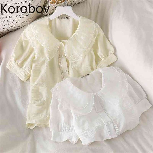 korobov short sleeve shirts women turn down collar single breasted elegant blouse fmale solid color summer new blusas mujer 210430, White
korobov short sleeve shirts women turn down collar single breasted elegant blouse fmale solid color summer new blusas mujer 210430, White