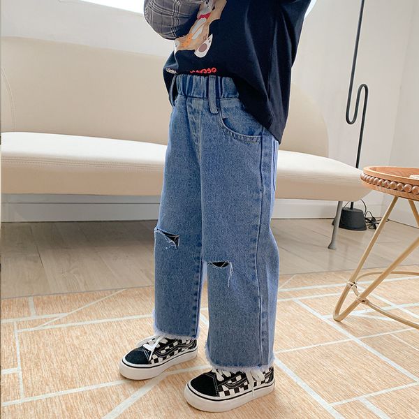 2021 spring autumn boys girls jeans hole ripped wide leg high waist casal denim long pants kids trousers2-8y, Blue
2021 spring autumn boys girls jeans hole ripped wide leg high waist casal denim long pants kids trousers2-8y, Blue
