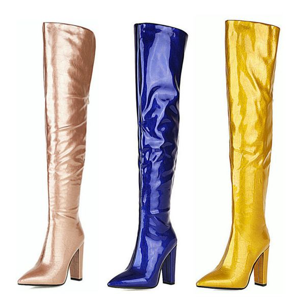 boots nova mulher sobre o joelho botas de couro do plutônio patente senhoras quadrado salto alto volta zíper apontou toe sapatos rjup, Black
boots nova mulher sobre o joelho botas de couro do plutônio patente senhoras quadrado salto alto volta zíper apontou toe sapatos rjup, Black