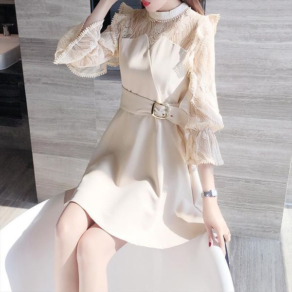 spring korean office elegant women dress ruffles a line long sleeve lace vestidos female, Black;gray
spring korean office elegant women dress ruffles a line long sleeve lace vestidos female, Black;gray