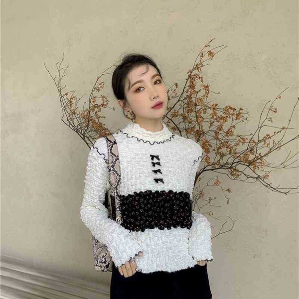 women's knits & tees fashion white turtleneck womens and blouses long sleeve patchwork bow texture designer ladies v956
women's knits & tees fashion white turtleneck womens and blouses long sleeve patchwork bow texture designer ladies v956