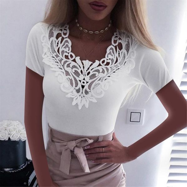 women's blouses & shirts womens lace patchwork and ladies v neck short sleeve shirt female summer casual slim blouse blusas mujer de, White
women's blouses & shirts womens lace patchwork and ladies v neck short sleeve shirt female summer casual slim blouse blusas mujer de, White