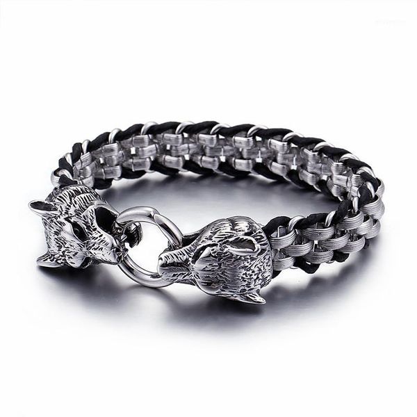 punk animal wolf charm bracelets for men stainless steel pulseira masculina leather wristband boho jewelry1, Golden;silver
punk animal wolf charm bracelets for men stainless steel pulseira masculina leather wristband boho jewelry1, Golden;silver