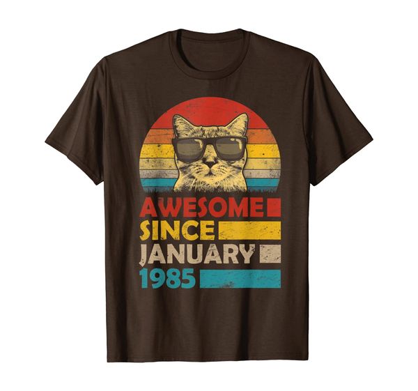 epic since january 1985 35th birthday gift 35 yrs old t-shirt, White;black 
epic since january 1985 35th birthday gift 35 yrs old t-shirt, White;black