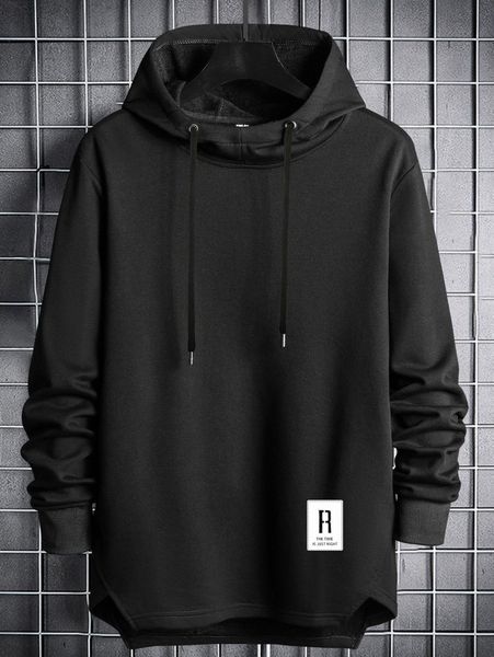 men patched detail drawstring hooded asymmetrical hem sweatshirt n9uo#, Black
men patched detail drawstring hooded asymmetrical hem sweatshirt n9uo#, Black