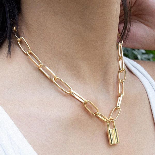 pendant necklaces vintage square lock for women friendship gifts simple design color chain alloy neck, Silver
pendant necklaces vintage square lock for women friendship gifts simple design color chain alloy neck, Silver