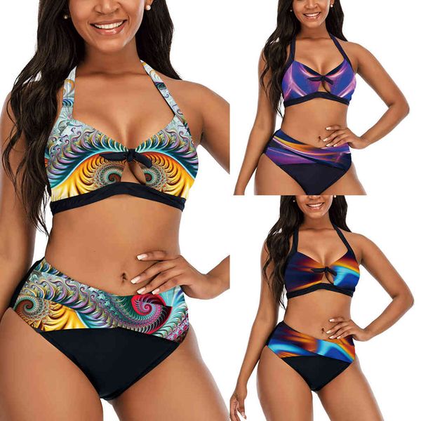 swimwear 2021 split print women's bikini women, White;black