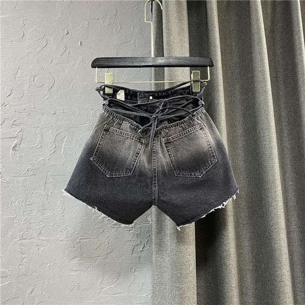 women's jeans 2021 summer high waist pants hollow out lace-up denim shorts women fashion gradient color wide leg a- line, Blue
women's jeans 2021 summer high waist pants hollow out lace-up denim shorts women fashion gradient color wide leg a- line, Blue