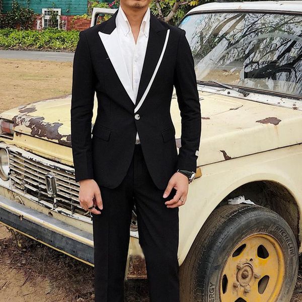 men's suits & blazers casual mens with black pants for club party british style wedding tuxedo 2 piece groom male fashion jacket, White;black
men's suits & blazers casual mens with black pants for club party british style wedding tuxedo 2 piece groom male fashion jacket, White;black