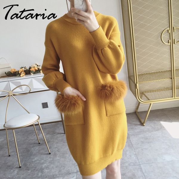 tataria long knitted faux fur sweater dress elegant knitwear dresses for winter loose casual autumn 210514, Black;gray
tataria long knitted faux fur sweater dress elegant knitwear dresses for winter loose casual autumn 210514, Black;gray