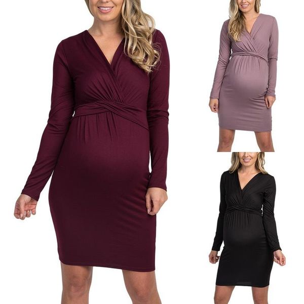 maternity dresses european and american style front draped long-sleeved nursing dress for po shoot, White
maternity dresses european and american style front draped long-sleeved nursing dress for po shoot, White