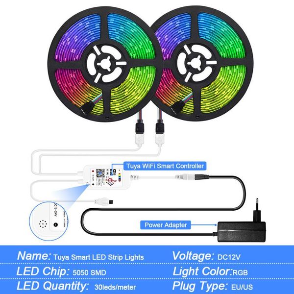 strips tuya smart led strip lights wifi controller flexible lamp tape rgb smd dc 12v adapter with remote control for bedroom
strips tuya smart led strip lights wifi controller flexible lamp tape rgb smd dc 12v adapter with remote control for bedroom