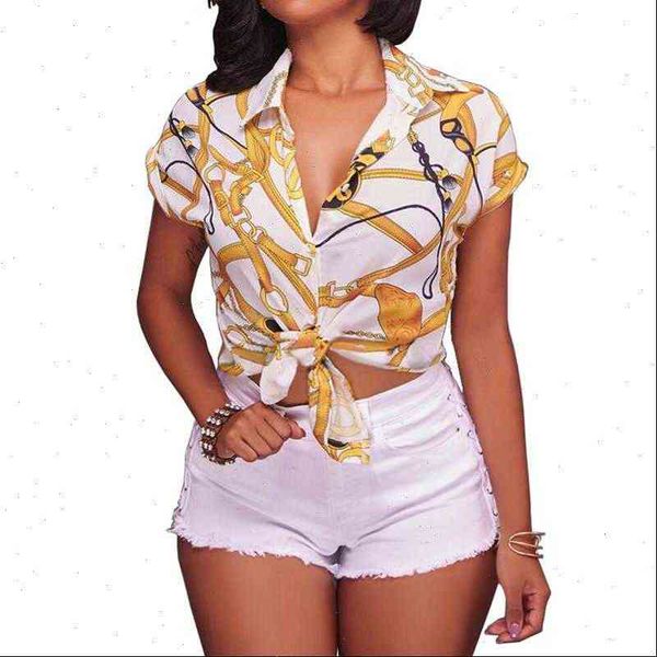 and summer casual women shirts short sleeve chain print elegant tunic blusas mujer s xl, White
and summer casual women shirts short sleeve chain print elegant tunic blusas mujer s xl, White