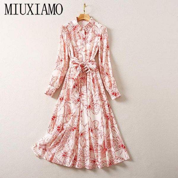 casual dresses miuximao 2021 fall dress women party red flower long sleeve office lady vestidos with belt, Black;gray
casual dresses miuximao 2021 fall dress women party red flower long sleeve office lady vestidos with belt, Black;gray