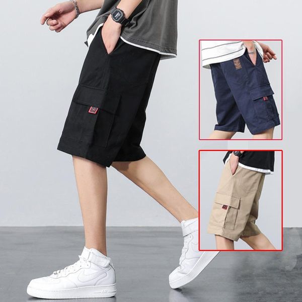 men's shorts tooling casual summer thin five-point young men trend loose pants beach breeches, White;black
men's shorts tooling casual summer thin five-point young men trend loose pants beach breeches, White;black