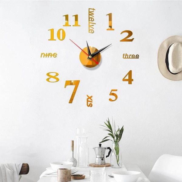 diy acrylic mirror 3d wall clock europe big quartz watch still life clocks home living room decoration stickers
diy acrylic mirror 3d wall clock europe big quartz watch still life clocks home living room decoration stickers