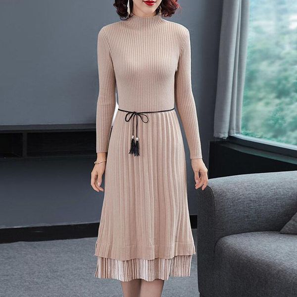 casual dresses women's dress 2021 autumn winter thick warm knit sweater mid-long turtleneck laced splice vestidos c164, Black;gray
casual dresses women's dress 2021 autumn winter thick warm knit sweater mid-long turtleneck laced splice vestidos c164, Black;gray