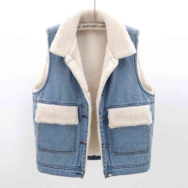 jacket 2021 winter warm lamb fur denim women thick waistcoat pocket sleeveless jacket korean fashion loose short jeans vest female, Black;brown
jacket 2021 winter warm lamb fur denim women thick waistcoat pocket sleeveless jacket korean fashion loose short jeans vest female, Black;brown
