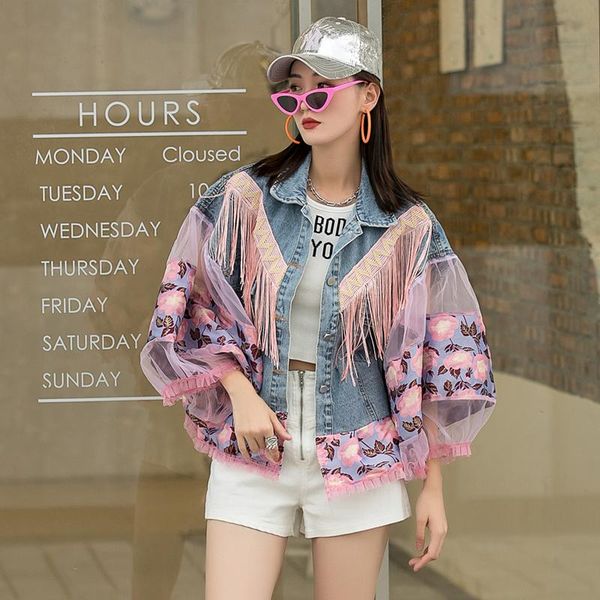 women's jackets vintage flower print tassel net yarn patchwork denim coat loose autumn women short lantern sleeve chaqueta mujer casual, Black;brown
women's jackets vintage flower print tassel net yarn patchwork denim coat loose autumn women short lantern sleeve chaqueta mujer casual, Black;brown
