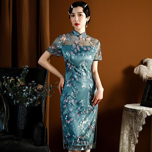 ethnic clothing elegant green women cheongsam lace qipao exquisite mandarin collar evening party vestidos slim split summer robe gown, Red
ethnic clothing elegant green women cheongsam lace qipao exquisite mandarin collar evening party vestidos slim split summer robe gown, Red