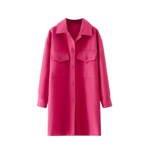 long sleeve shirt style double pocket loose coat barrel solid color lapel, Black;brown
long sleeve shirt style double pocket loose coat barrel solid color lapel, Black;brown