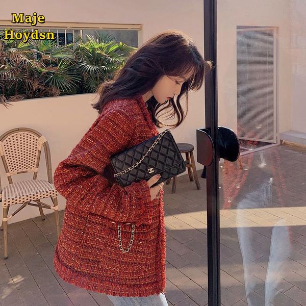 women's jackets maje hoydsn spring 2021 red tweed coat feminine style fried street women autumn jacket beclothes ladies, Black;brown
women's jackets maje hoydsn spring 2021 red tweed coat feminine style fried street women autumn jacket beclothes ladies, Black;brown