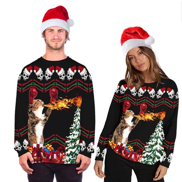 men's sweaters funny cute cat print christmas sweater novely man winter autumn holiday party jumper fashion couples ugly clothes, White;black
men's sweaters funny cute cat print christmas sweater novely man winter autumn holiday party jumper fashion couples ugly clothes, White;black