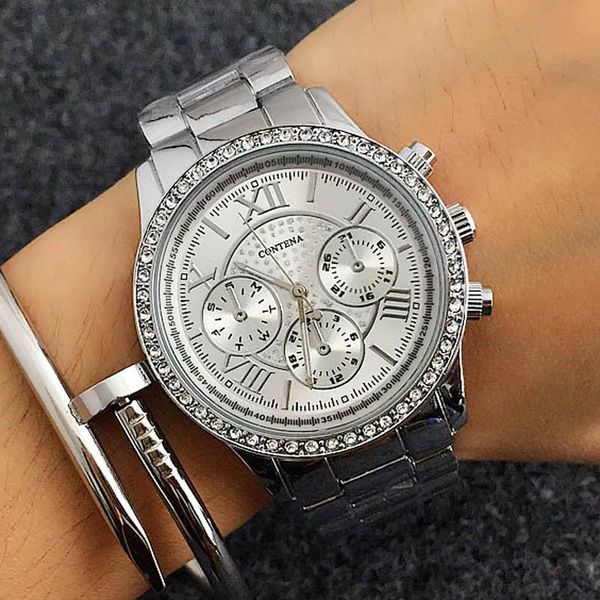 wristwatches relogio feminino fashion women's watches women diamond contena luxury silver full steel quartz, Slivery;brown
wristwatches relogio feminino fashion women's watches women diamond contena luxury silver full steel quartz, Slivery;brown