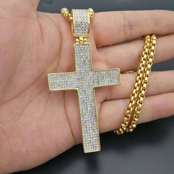 pendant necklaces full rhinestone bling iced out cross pendants gold 316l stainless steel hip hop rapper jewelry with 24" chain, Silver
pendant necklaces full rhinestone bling iced out cross pendants gold 316l stainless steel hip hop rapper jewelry with 24" chain, Silver