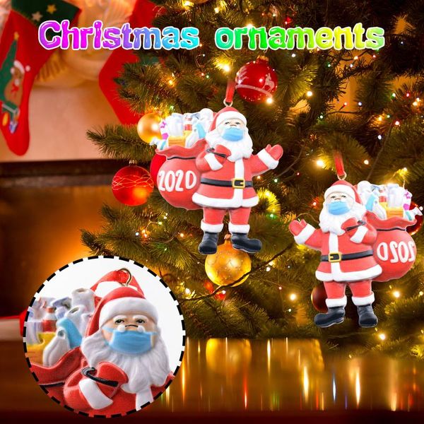 christmas decorations merry santa claus hanging ornament wearing a face mask decoration for tree
christmas decorations merry santa claus hanging ornament wearing a face mask decoration for tree